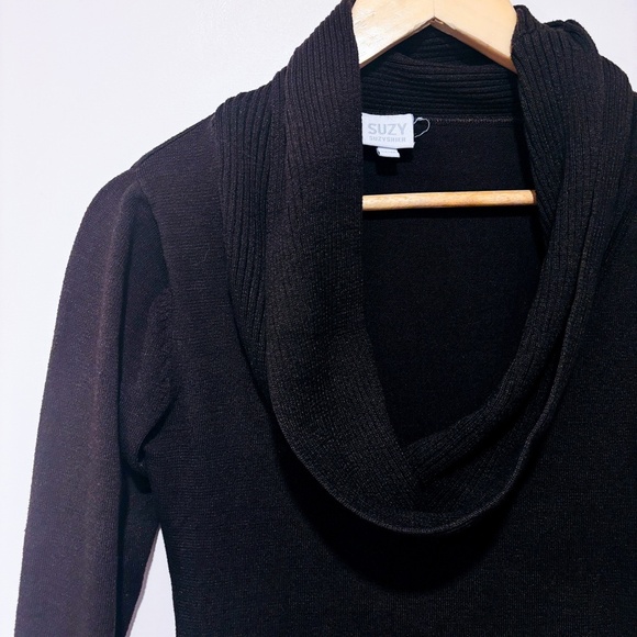 SUZY SHIER Brown knit tunic sweater | Cowl neck cozy style | X-Small • - Picture 4 of 8